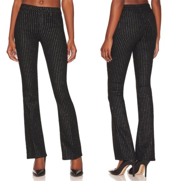 L'Agence Selma High Rise Black Silver Glitter Stripe Bootcut Pants, Size 28 - Picture 1 of 9